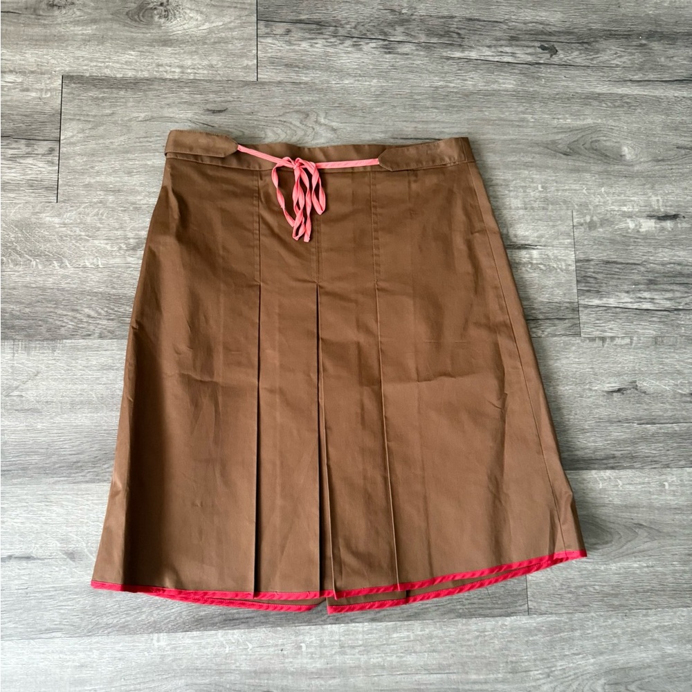 BCBGMaxAzria A-Line Knee-Length Skirt Brown Tan Pleated